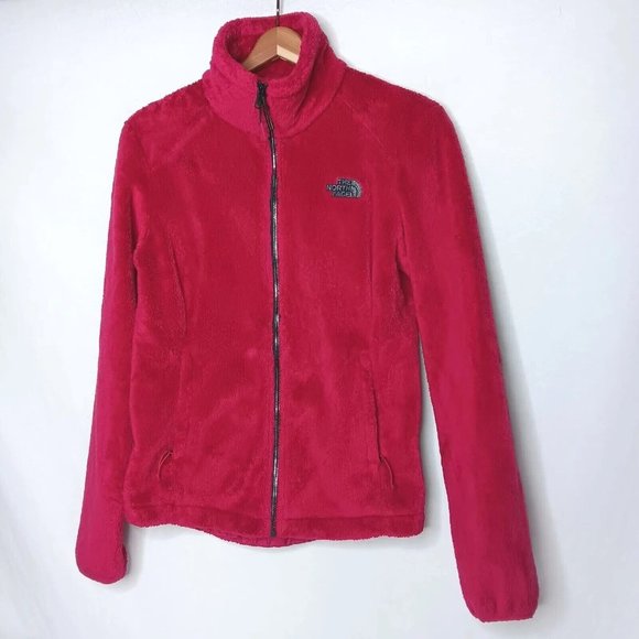 The North Face Womens XS Osito Jacket Hot Pink Plush Fleece Zip Silver READ - Picture 1 of 13
